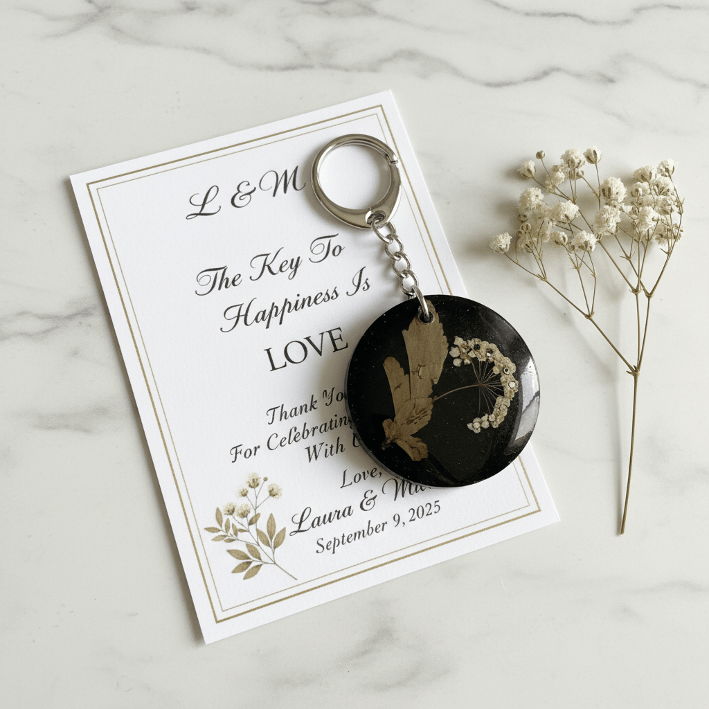 Personalized Resin Guest Favor Keychains – Wedding & Event Gifts - The Glossy Gift Shop