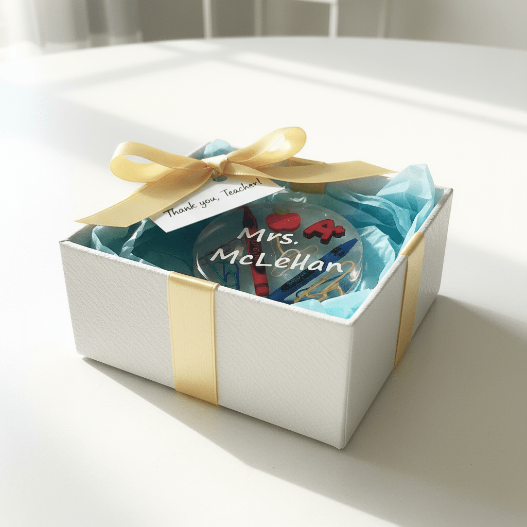 Personalized Teacher Resin Paperweight – Handmade Gift - The Glossy Gift Shop