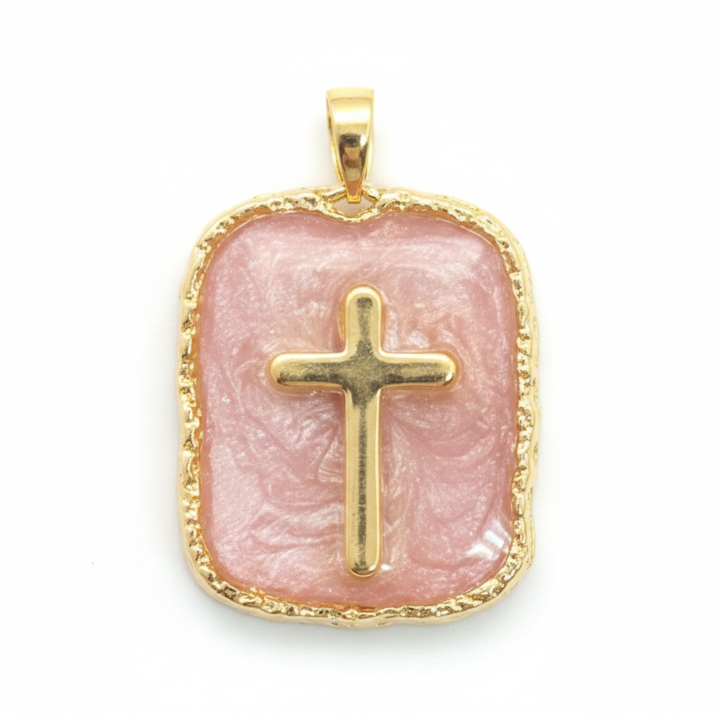 Pink cross pendant enhanced