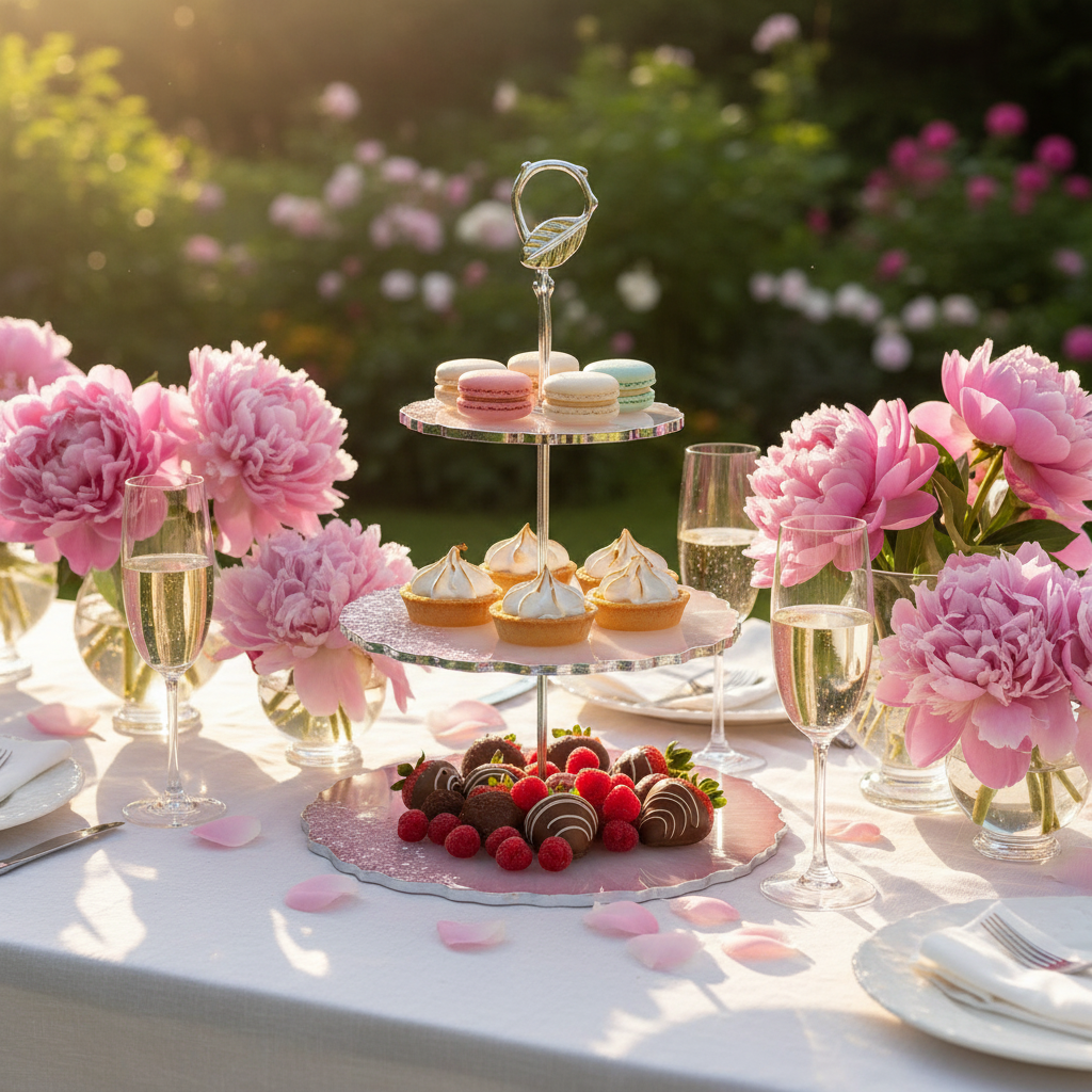 Pink Crystal Resin 3-Tier Serving Tray – Handmade Party Decor - The Glossy Gift Shop