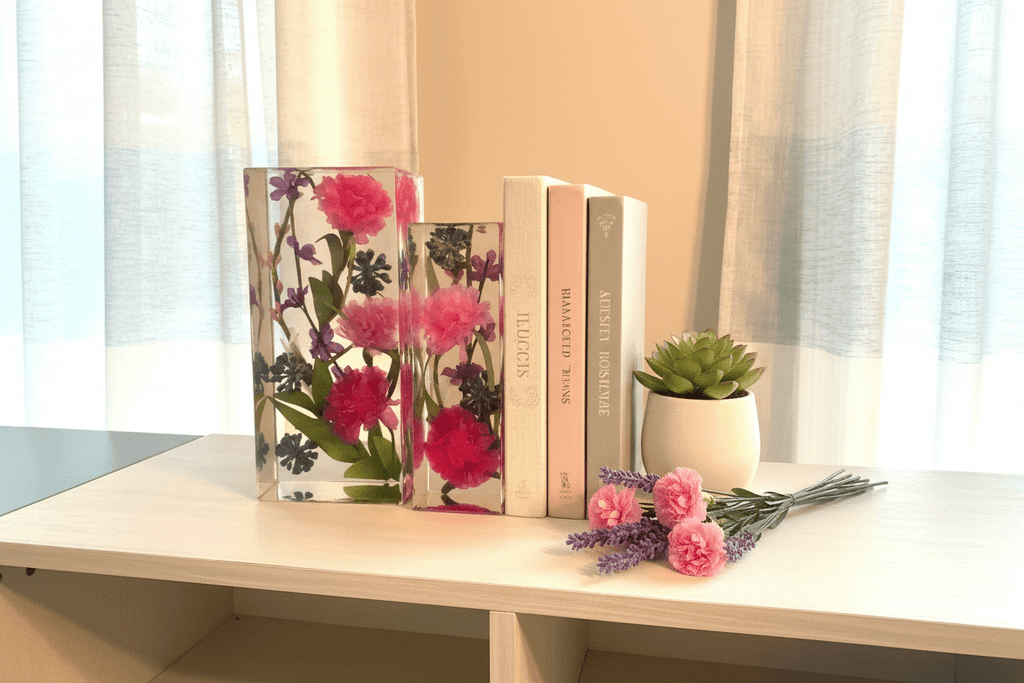 Pink Floral Resin Bookends – Lifestyle
