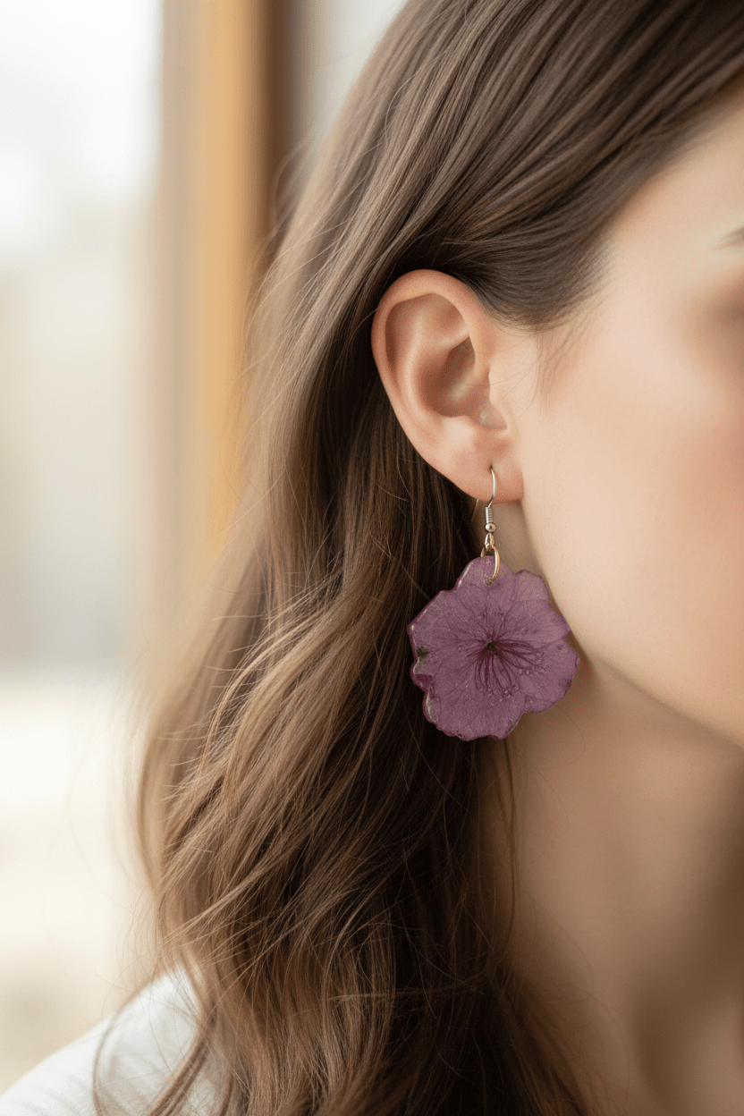 Pink Impatiens Resin Drop Earrings – Pressed Flower Jewelry - The Glossy Gift Shop
