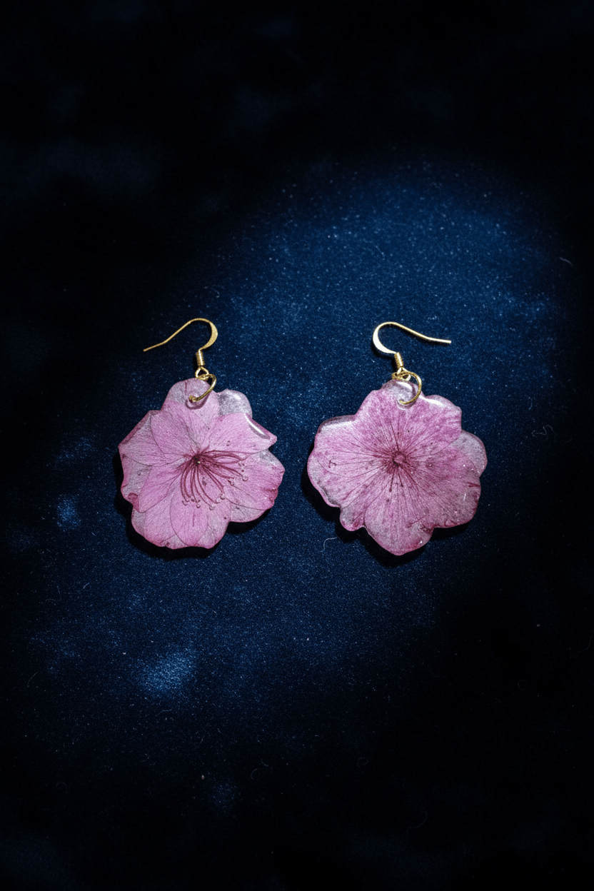 Pink Impatiens Resin Drop Earrings – Pressed Flower Jewelry - The Glossy Gift Shop