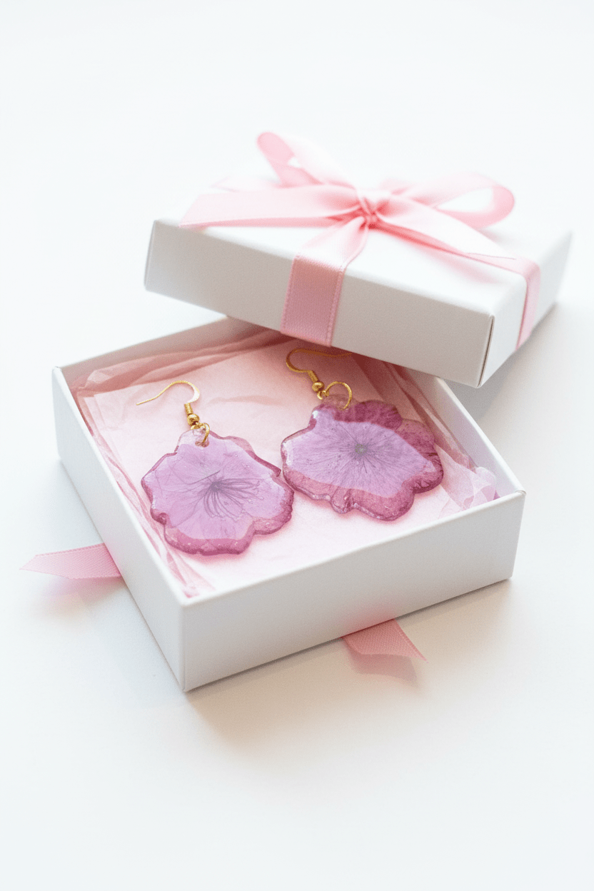 Pink Impatiens Resin Drop Earrings – Pressed Flower Jewelry - The Glossy Gift Shop