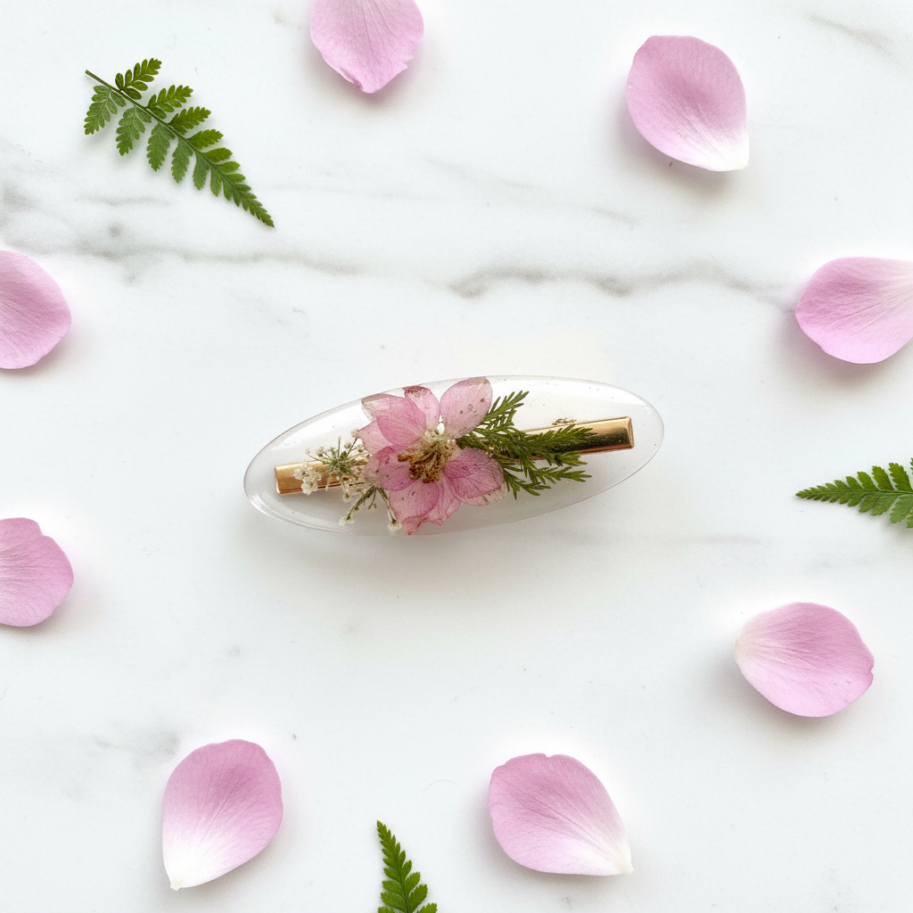 Pink Mauve Floral Hair Clip