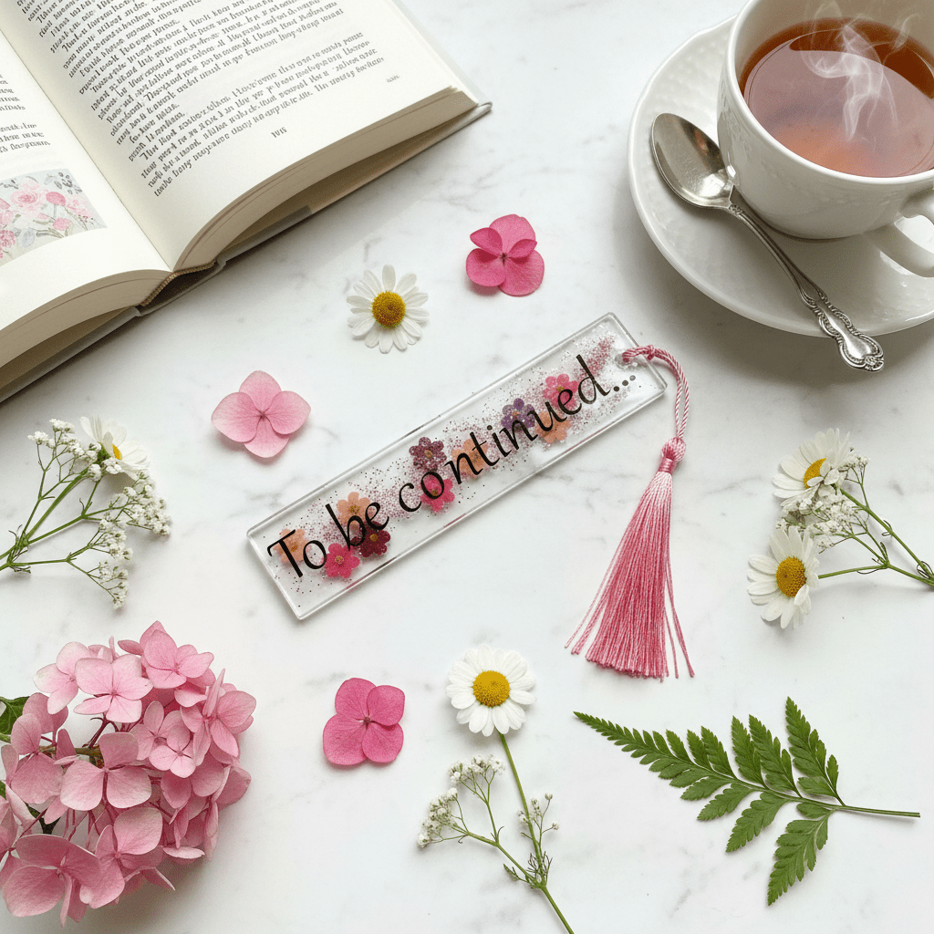 Pink & Red Flower Resin Bookmark – Handmade Reader Gift - The Glossy Gift Shop