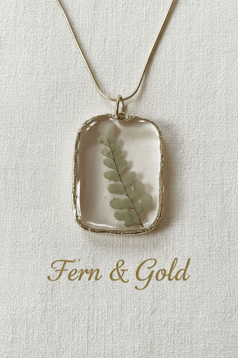 Pressed Botanical Resin Pendant Necklace – Handmade Nature Jewelry - The Glossy Gift Shop