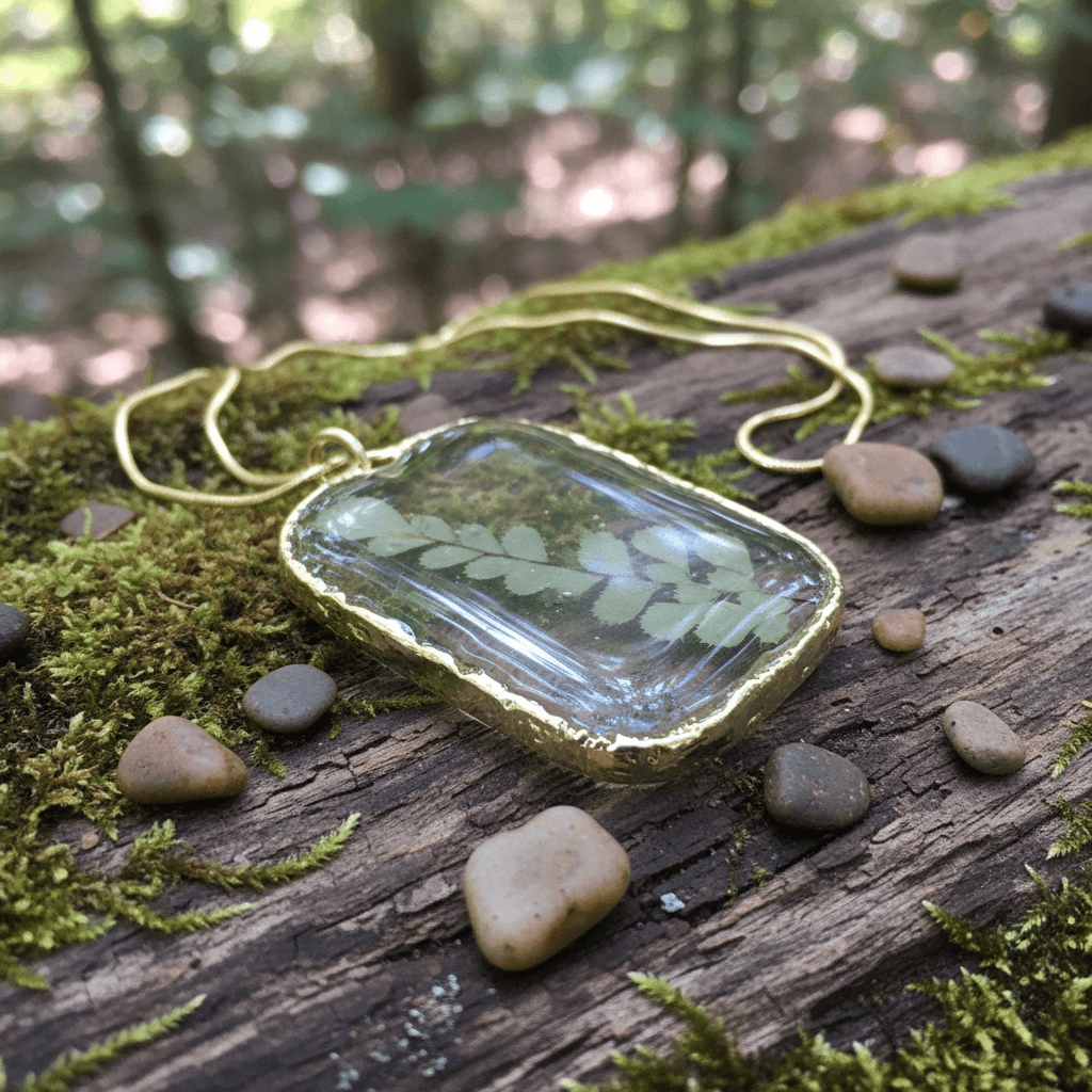 Pressed Botanical Resin Pendant Necklace – Handmade Nature Jewelry - The Glossy Gift Shop