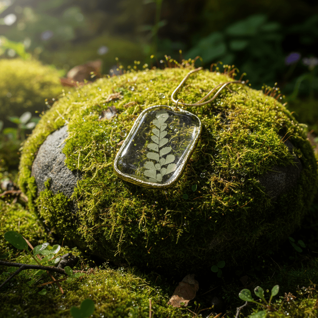 Pressed Botanical Resin Pendant Necklace – Handmade Nature Jewelry - The Glossy Gift Shop