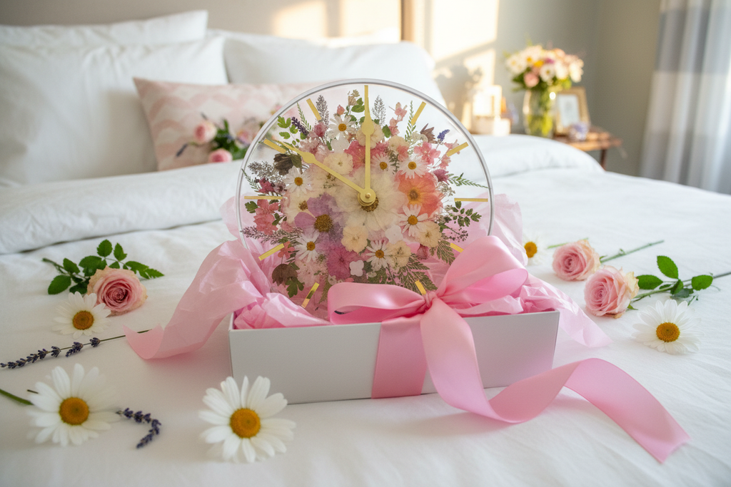 Pressed Flower Clock - Bedroom Gift