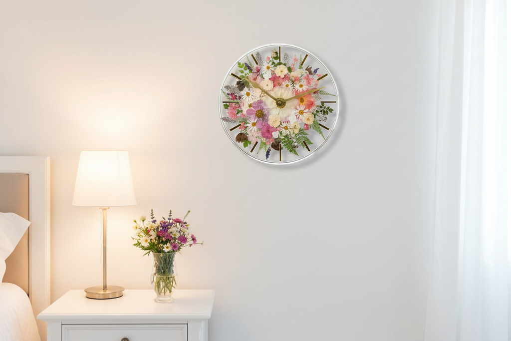 Pressed Flower Clock - Bedroom Wall