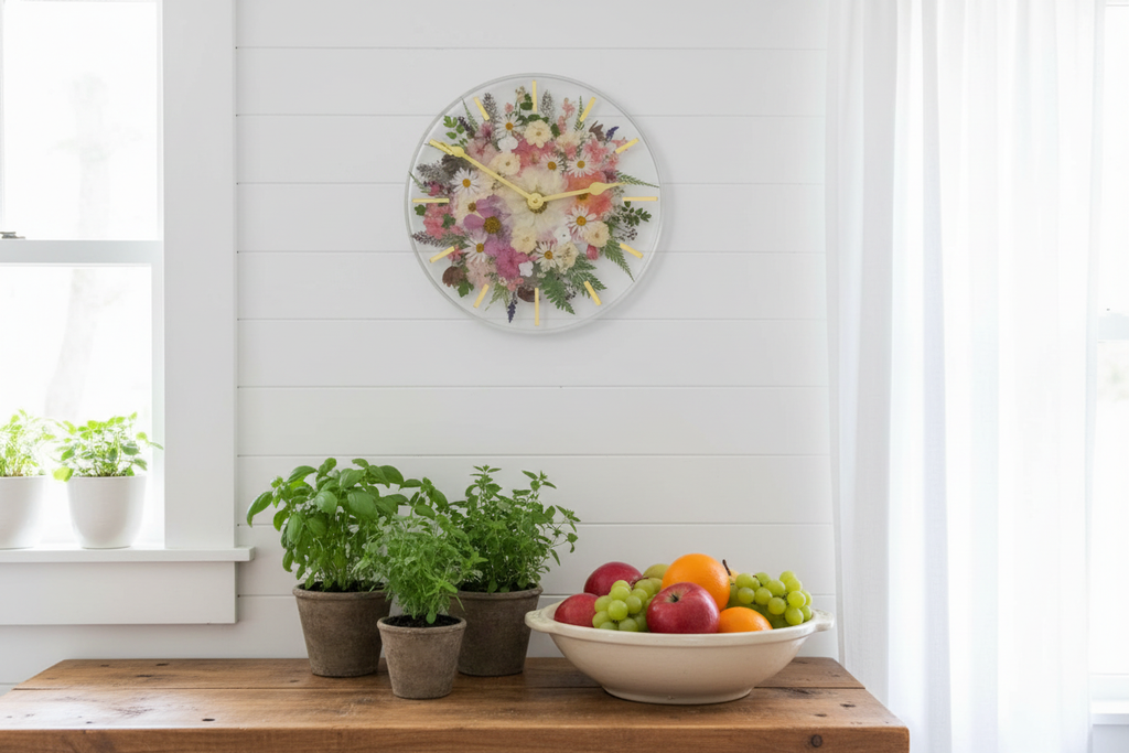 Pressed Flower Clock - Kitchen Wall