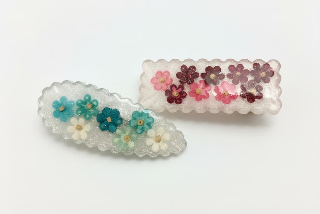 Pressed Flower Hair Clips - Macro Detail Shot