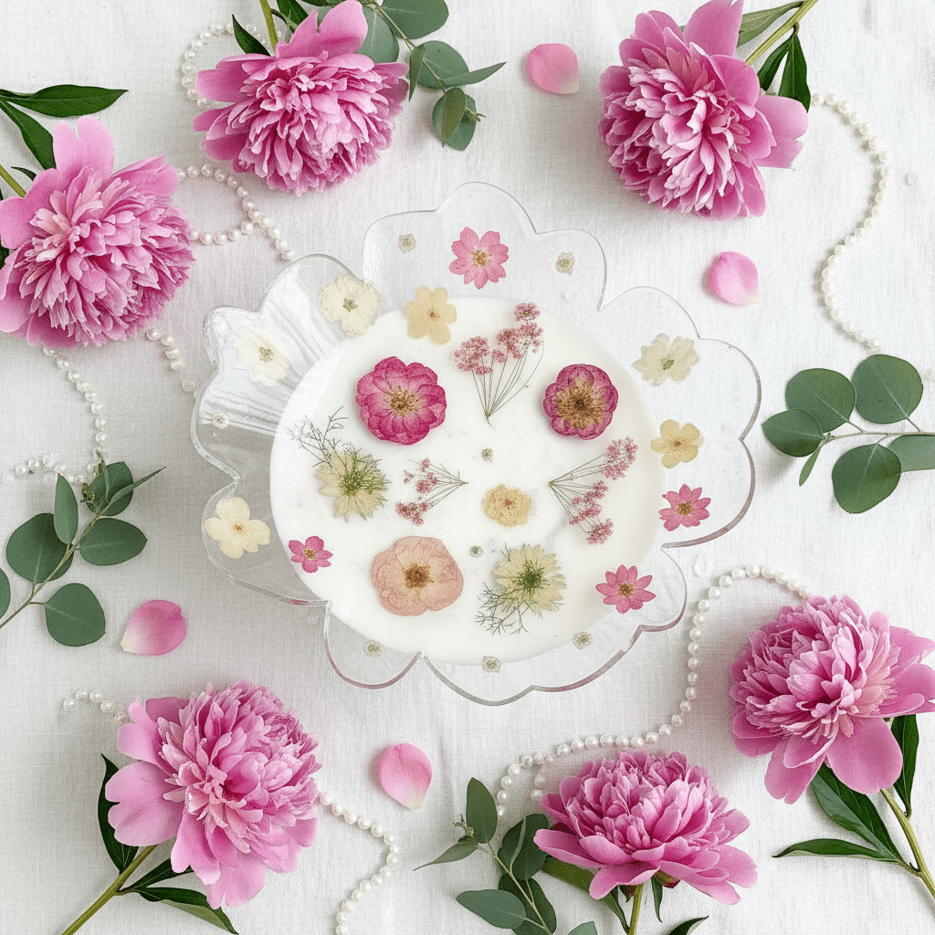 Pressed Flower Resin Bowl – Handmade Floral Decorative Centerpiece - The Glossy Gift Shop