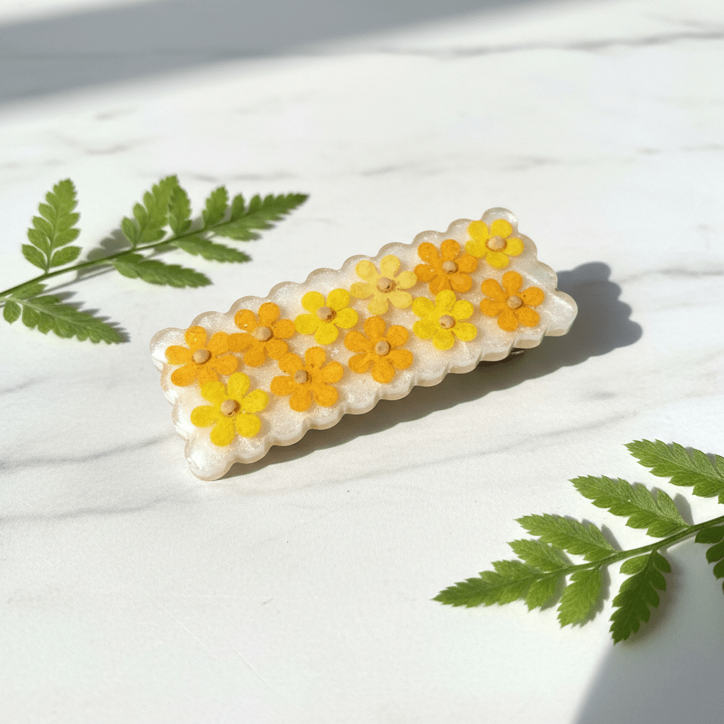 Pressed Flower Resin Hair Clips – Handmade Floral Barrettes - The Glossy Gift Shop