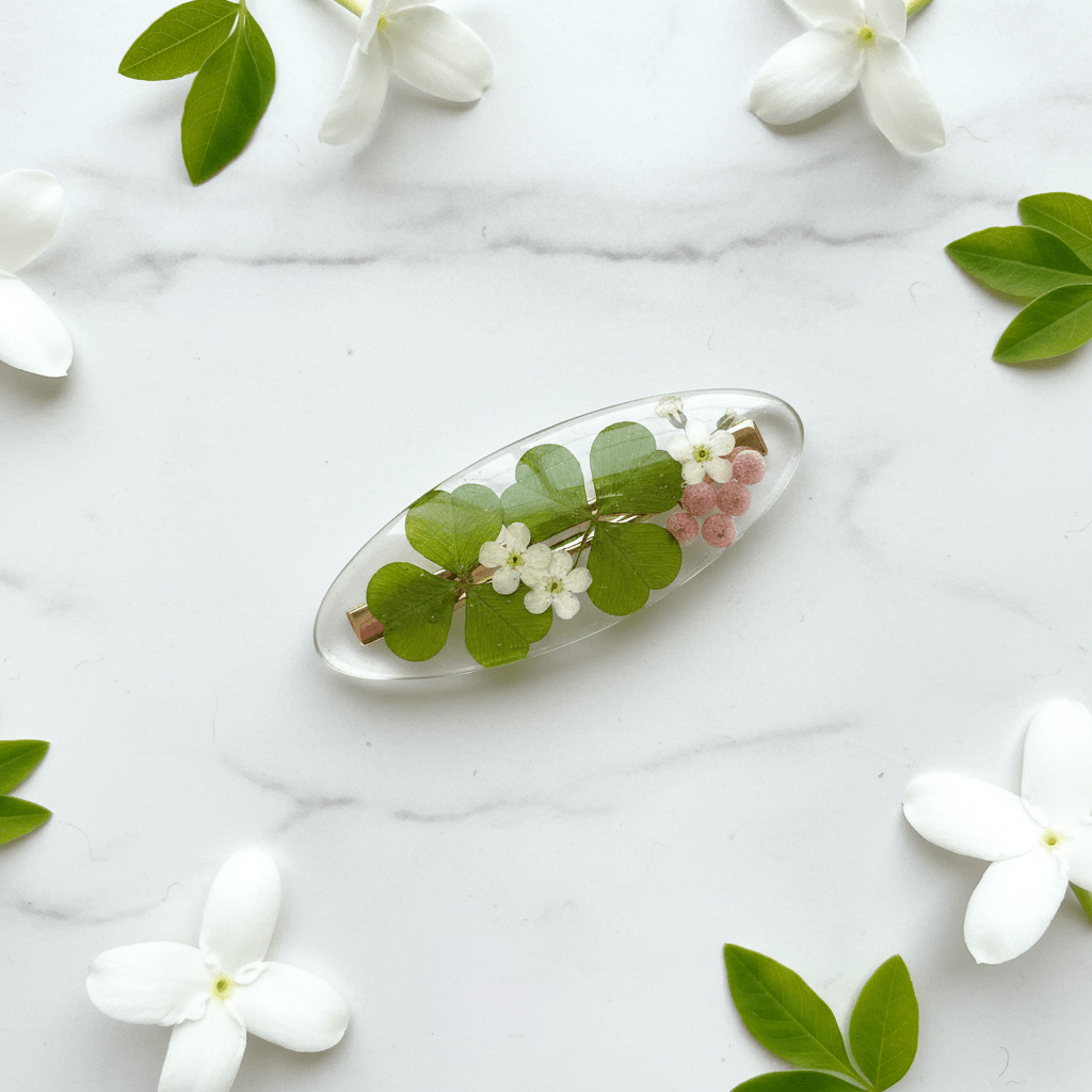 Pressed Flower Resin Hair Clips – Handmade Floral Barrettes - The Glossy Gift Shop