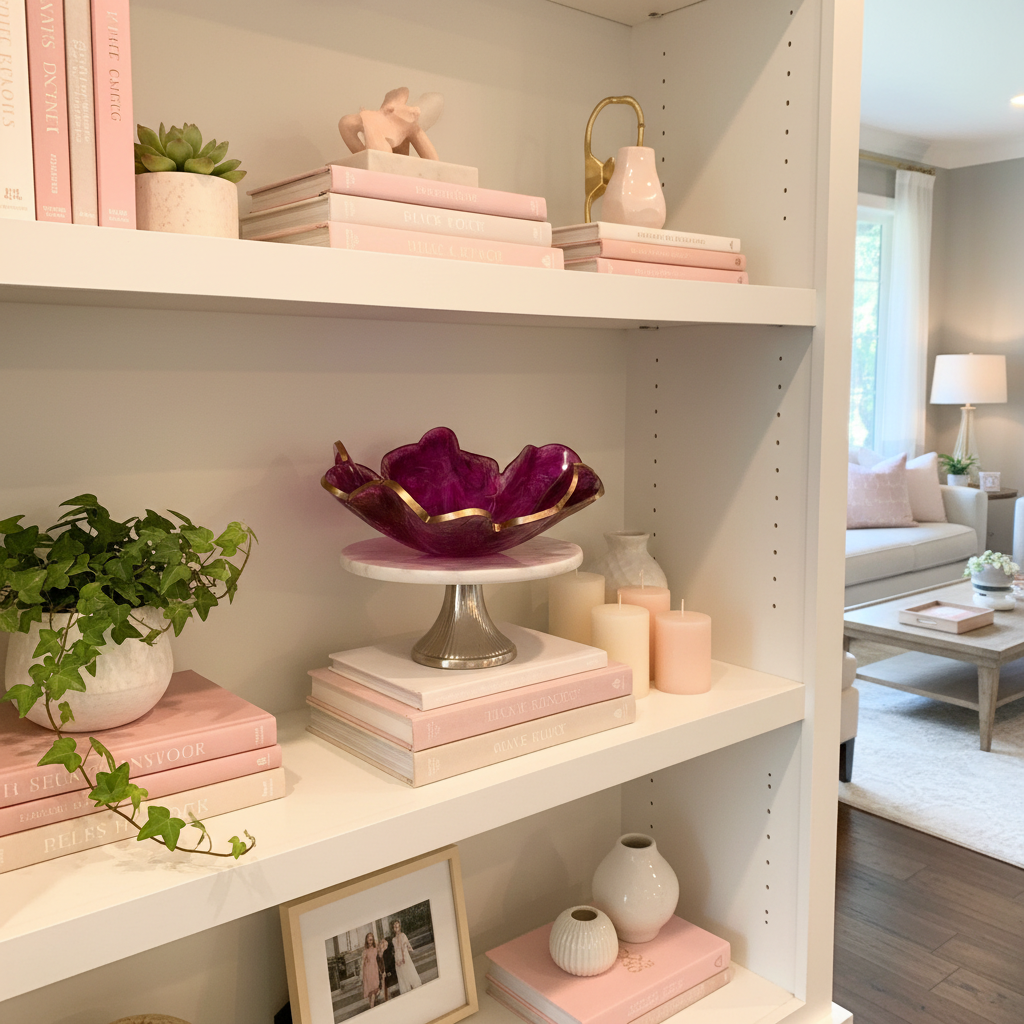 Pretty in Pink Bowl on Shelf