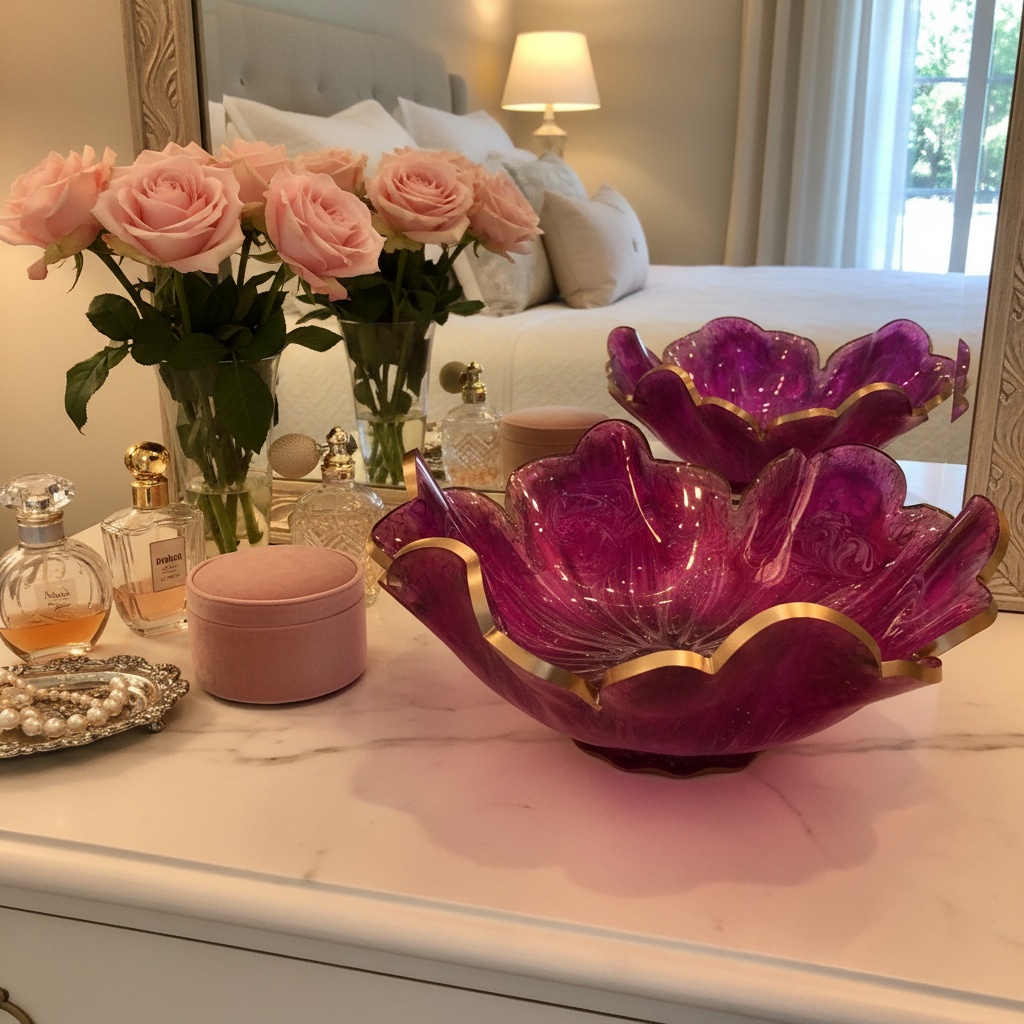 Pretty in Pink Bowl on Vanity