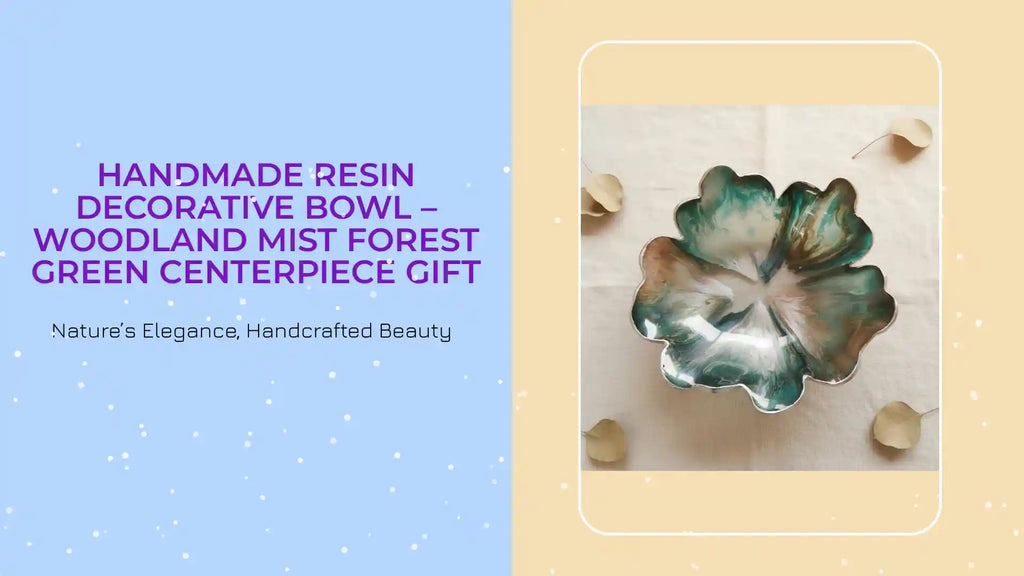 Handmade Resin Decorative Bowl &ndash; Woodland Mist Forest Green Centerpiece Gift by@Outfy
