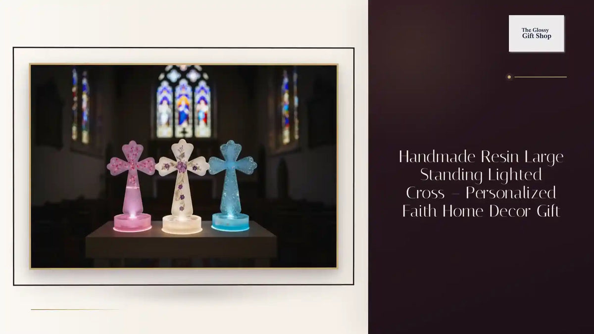 Handmade Resin Large Standing Lighted Cross &ndash; Personalized Faith Home Decor Gift by@Outfy