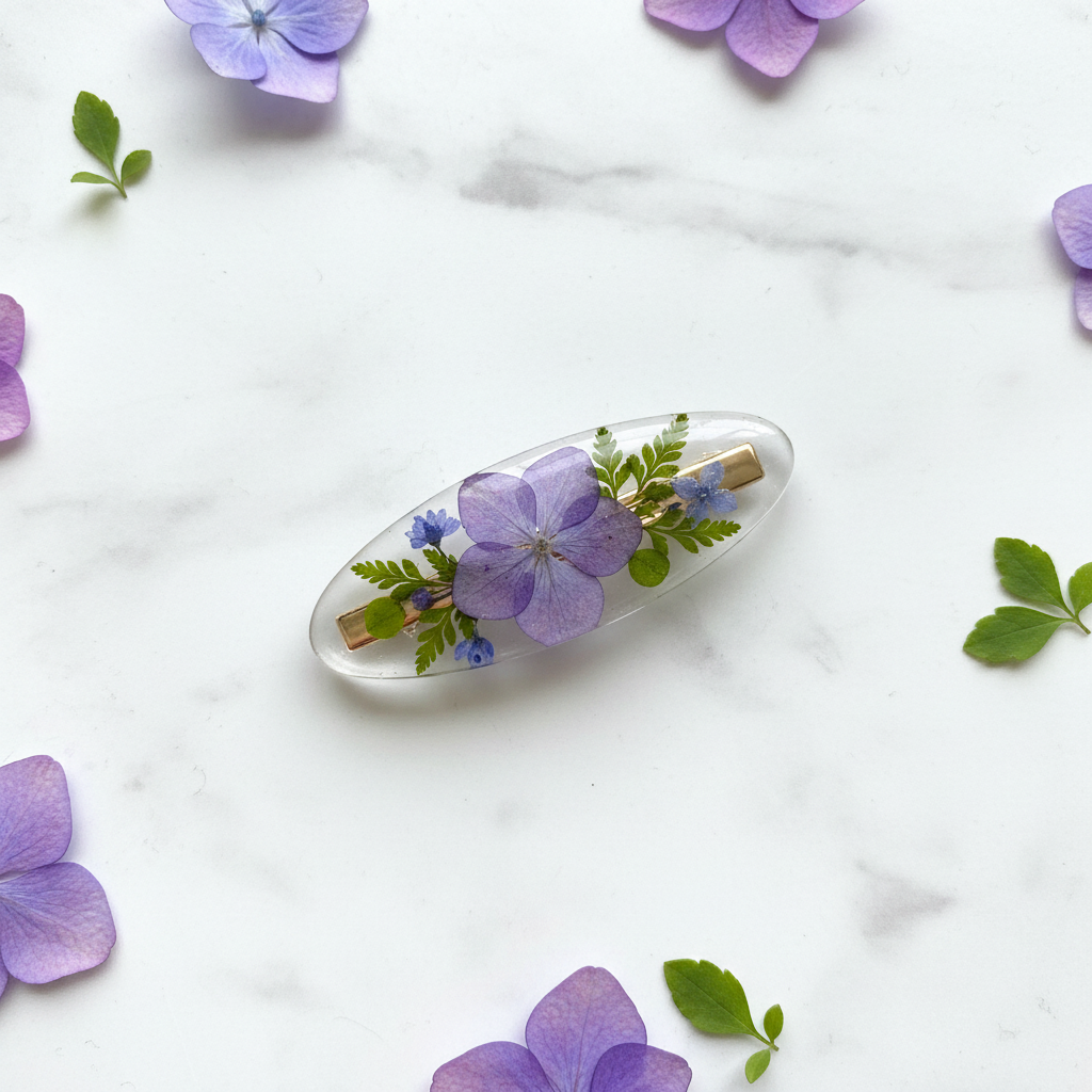 Purple Floral Hair Clip