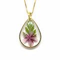 Purple Flower Teardrop Pendant - Macro