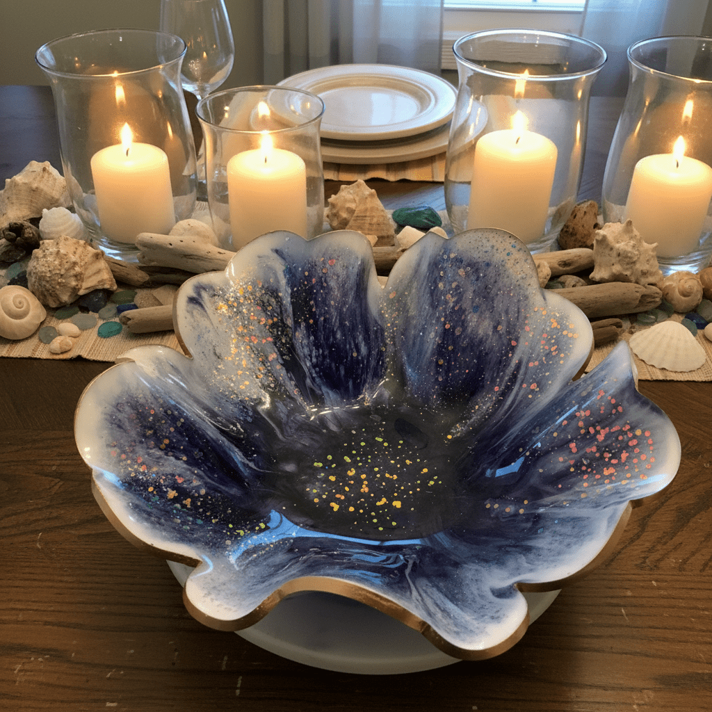 Purple Mermaid Resin Decorative Bowl – Iridescent Handmade Home Decor - The Glossy Gift Shop