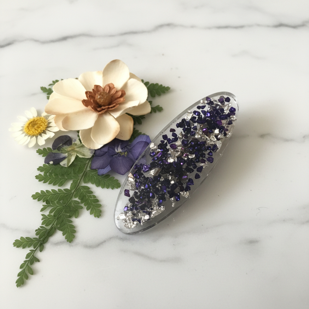 Purple Silver Glitter Clip