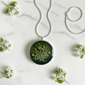 Queen Anne’s Lace Resin Pendant Necklace – Pressed Flower Jewelry - The Glossy Gift Shop