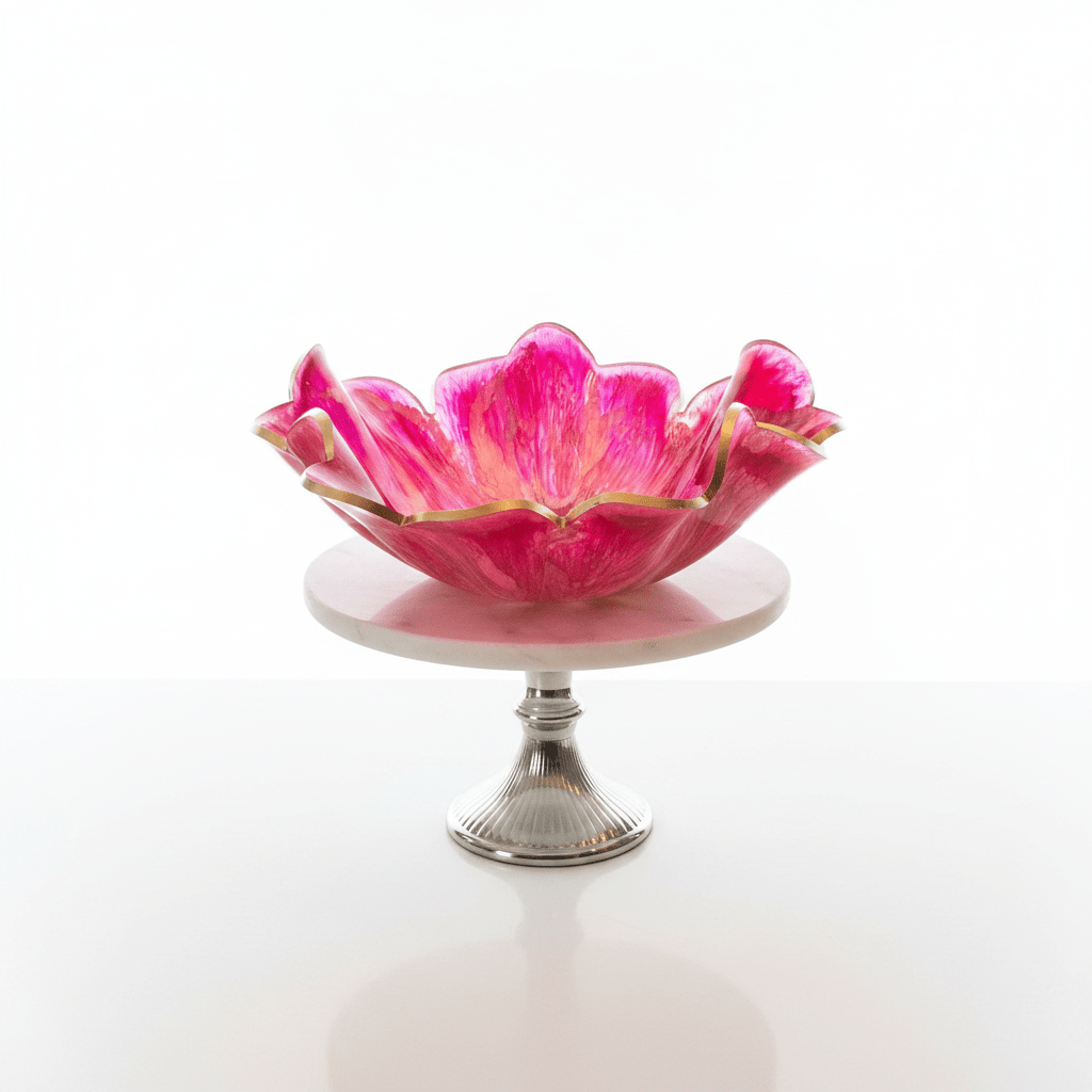 Raspberry Swirl Resin Bowl – Pink & Gold Handmade Home Decor - The Glossy Gift Shop