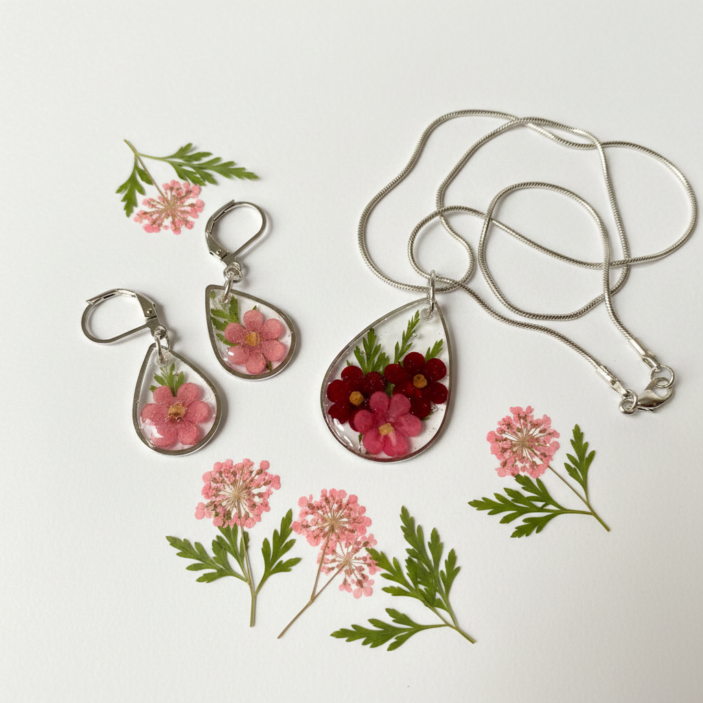 Red Floral Teardrop Jewelry Set