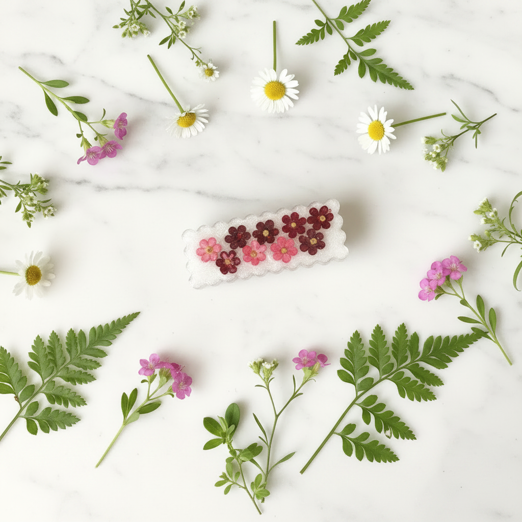 Red Pressed Flower Hair Clip