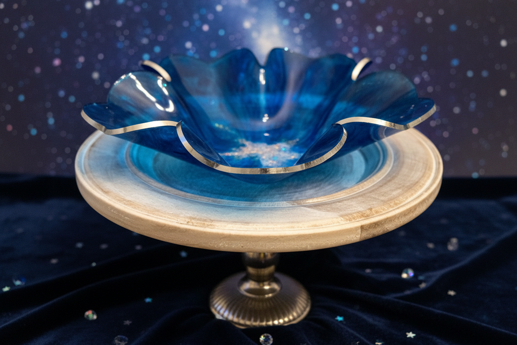 RESIN Blue Galaxy Bowl - Close Up Cosmic