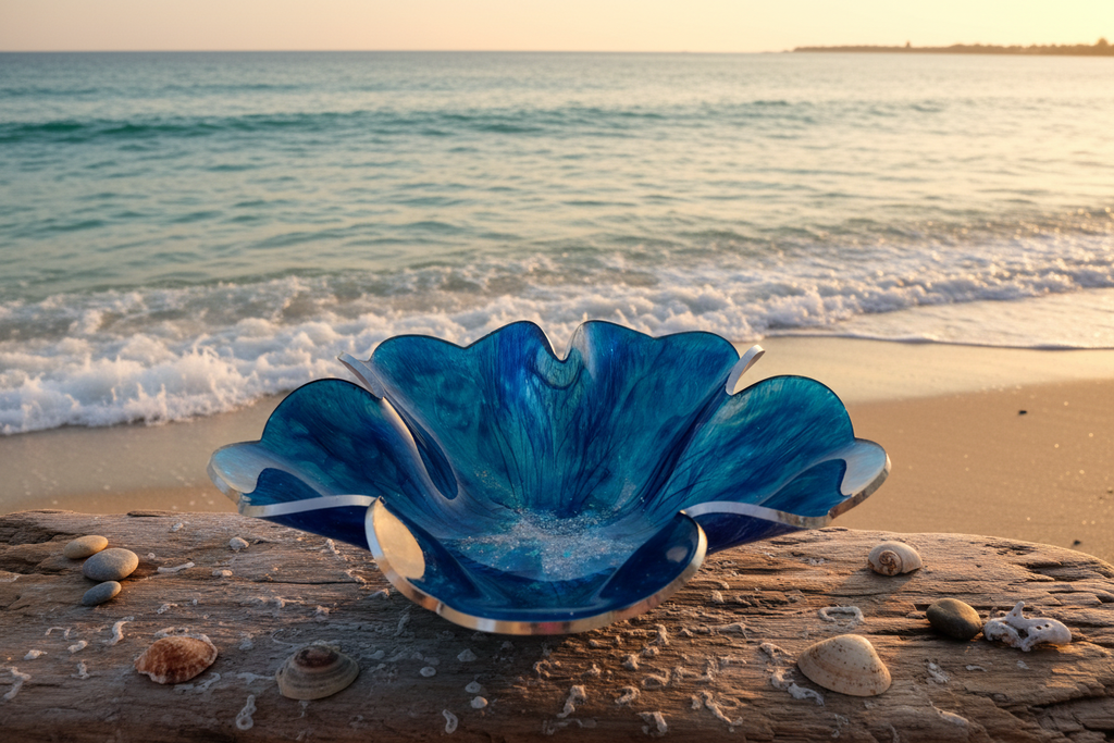 RESIN Blue Galaxy Bowl - Ocean Scene