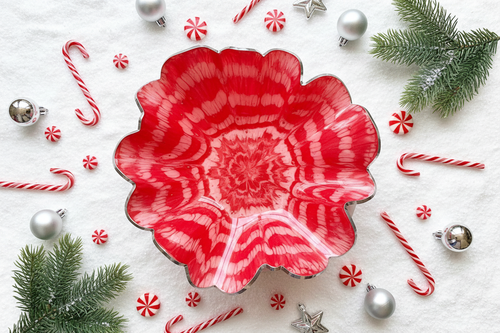 Resin Candy Cane Bowl - Top Down Christmas