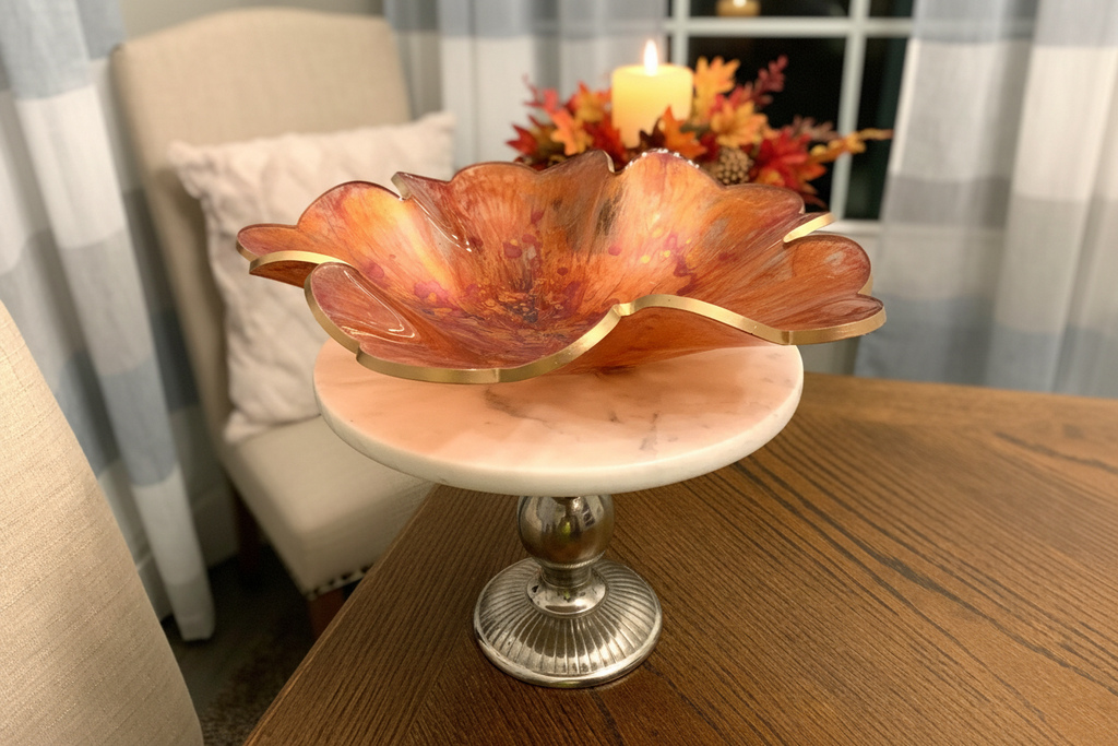 Resin Copper Swirl Bowl - Fall Centerpiece