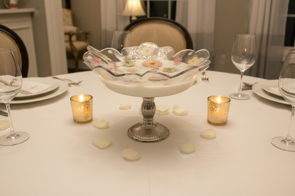 Resin Pressed Flower Bowl - Table Centerpiece