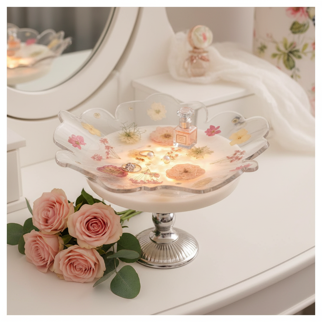 Resin Pressed Flower Bowl - Vanity Styling