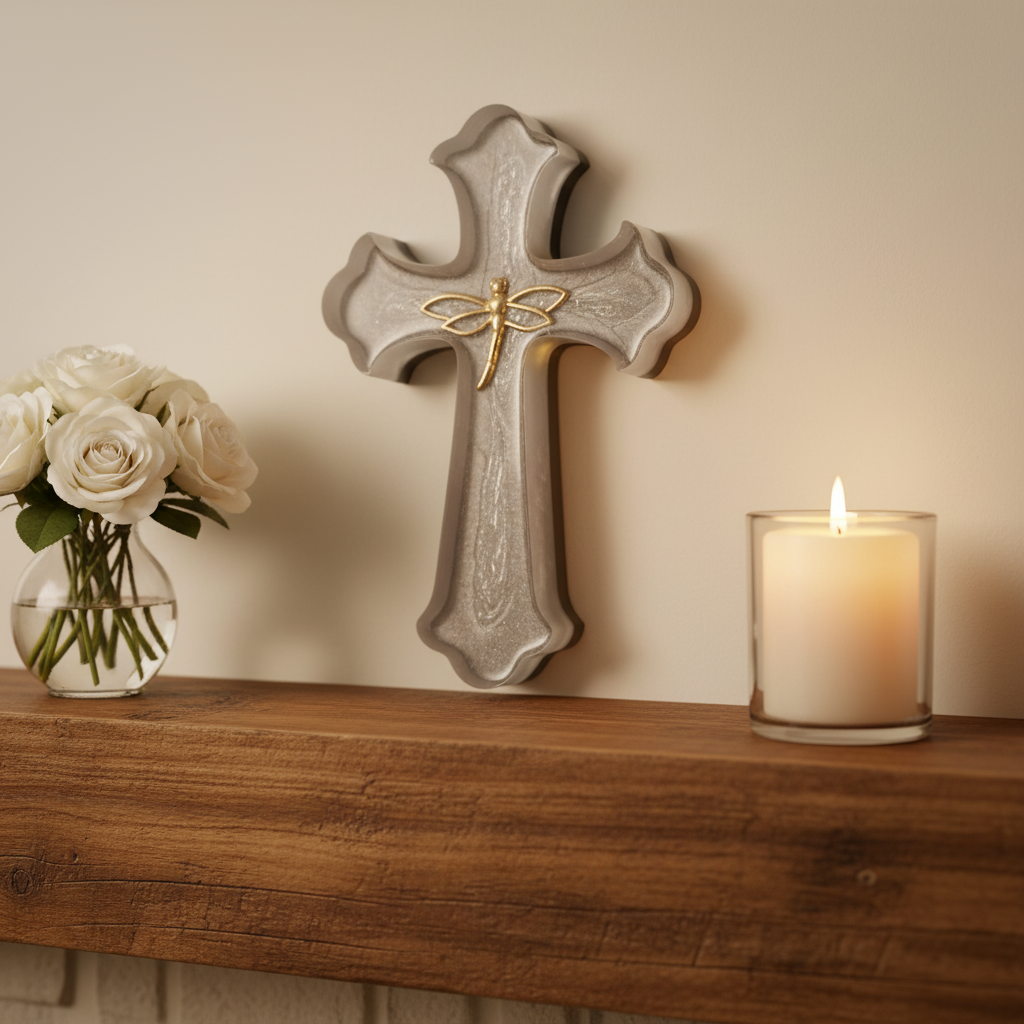 Rustic mantle with roses