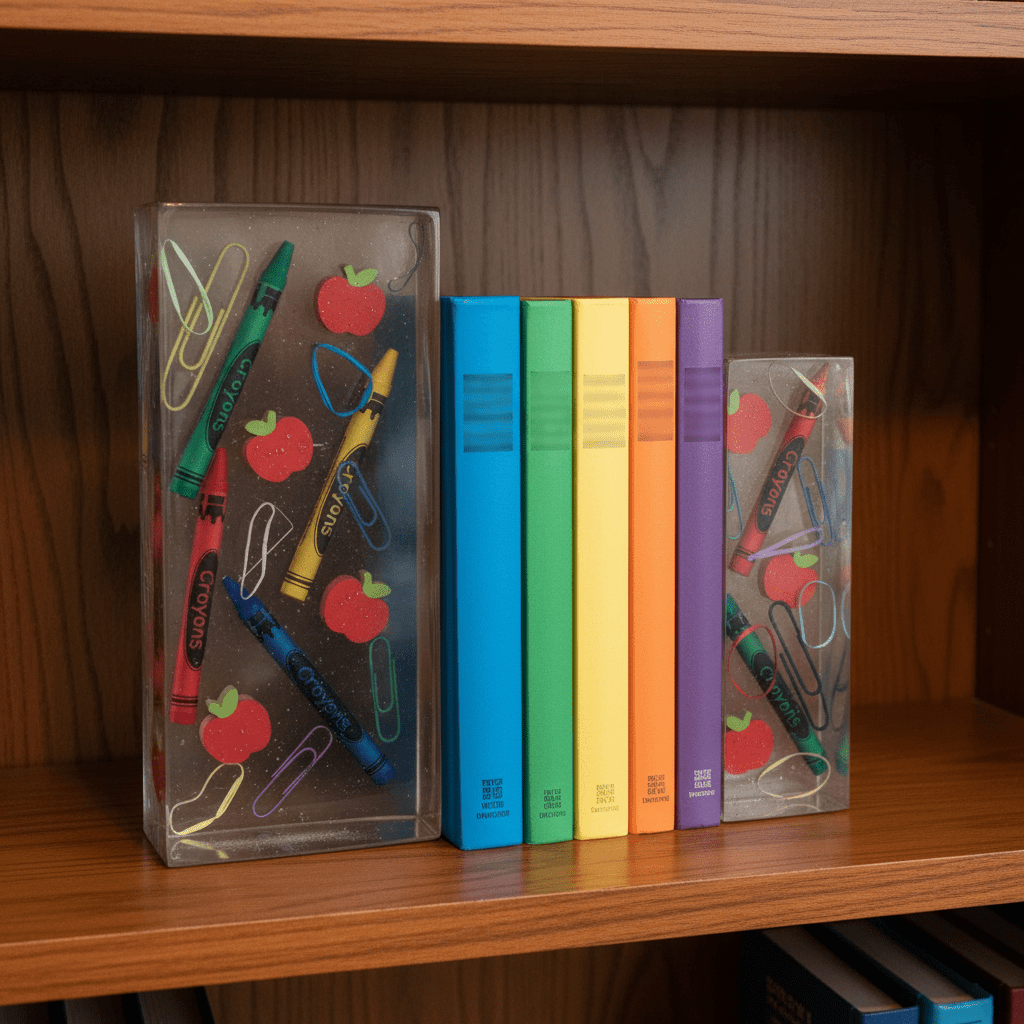 School Days Resin Bookends – Handmade Teacher & Classroom Decor - The Glossy Gift Shop
