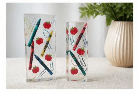 School Days Resin Bookends – Handmade Teacher & Classroom Decor - The Glossy Gift Shop