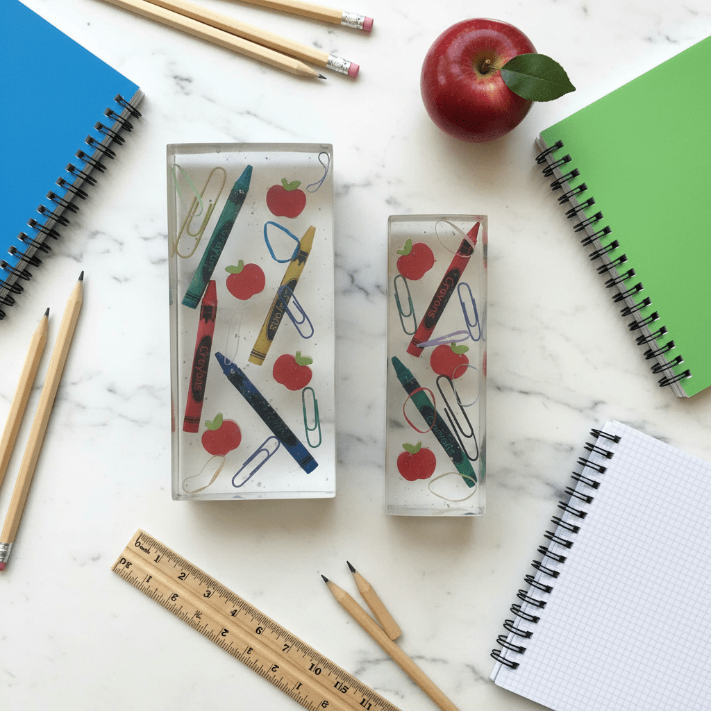 School Days Resin Bookends – Handmade Teacher & Classroom Decor - The Glossy Gift Shop