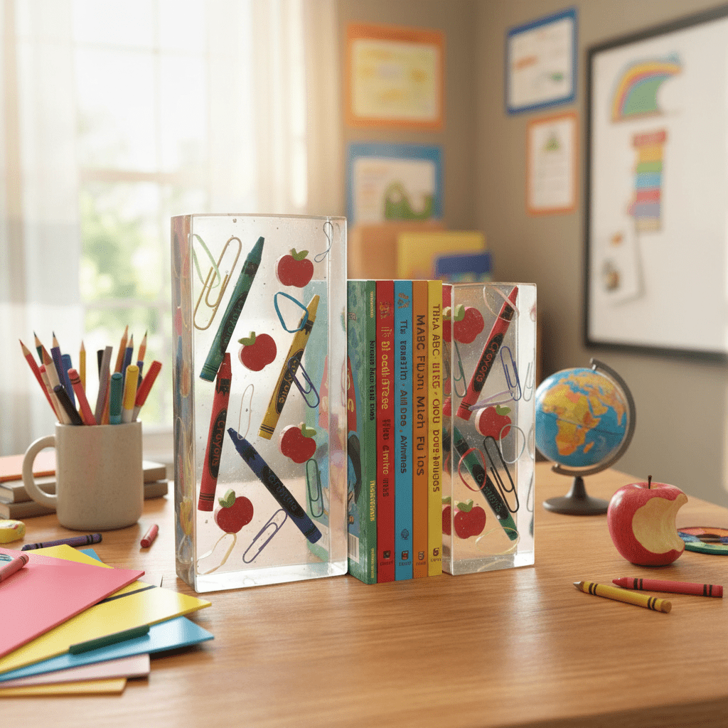 School Days Resin Bookends – Handmade Teacher & Classroom Decor - The Glossy Gift Shop