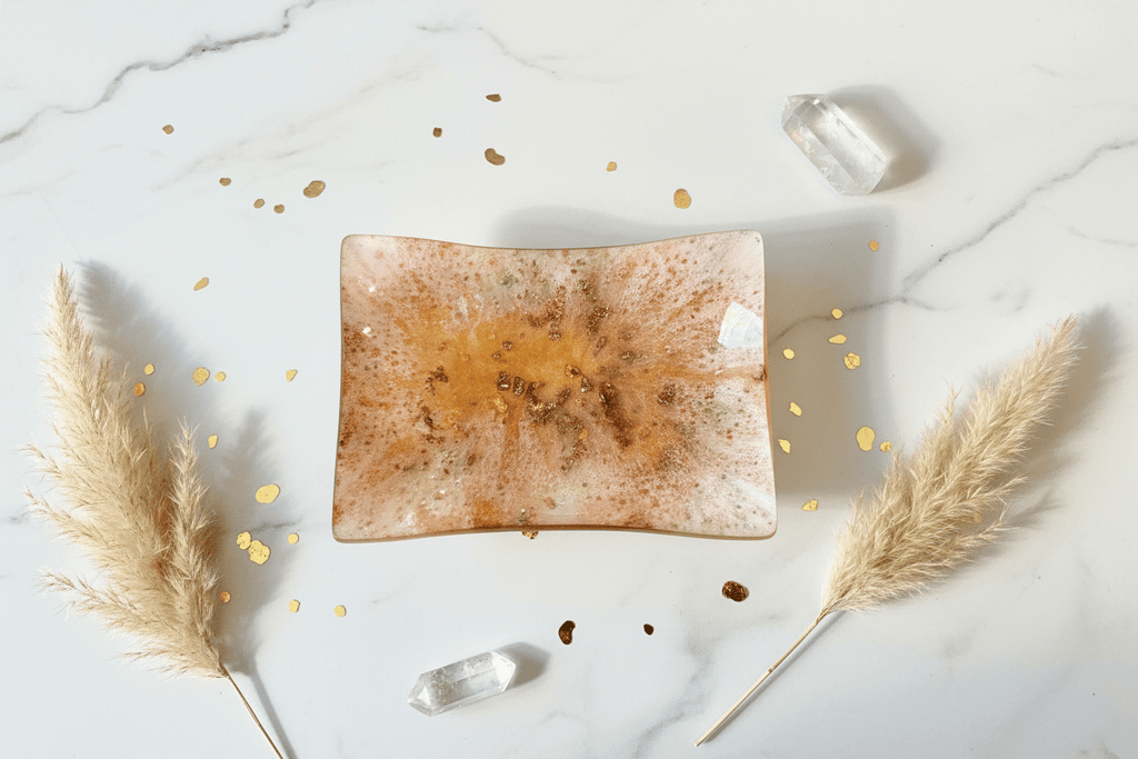 Shimmer White, Copper & Gold Resin Multi-Use Dish – Handmade Home Decor - The Glossy Gift Shop
