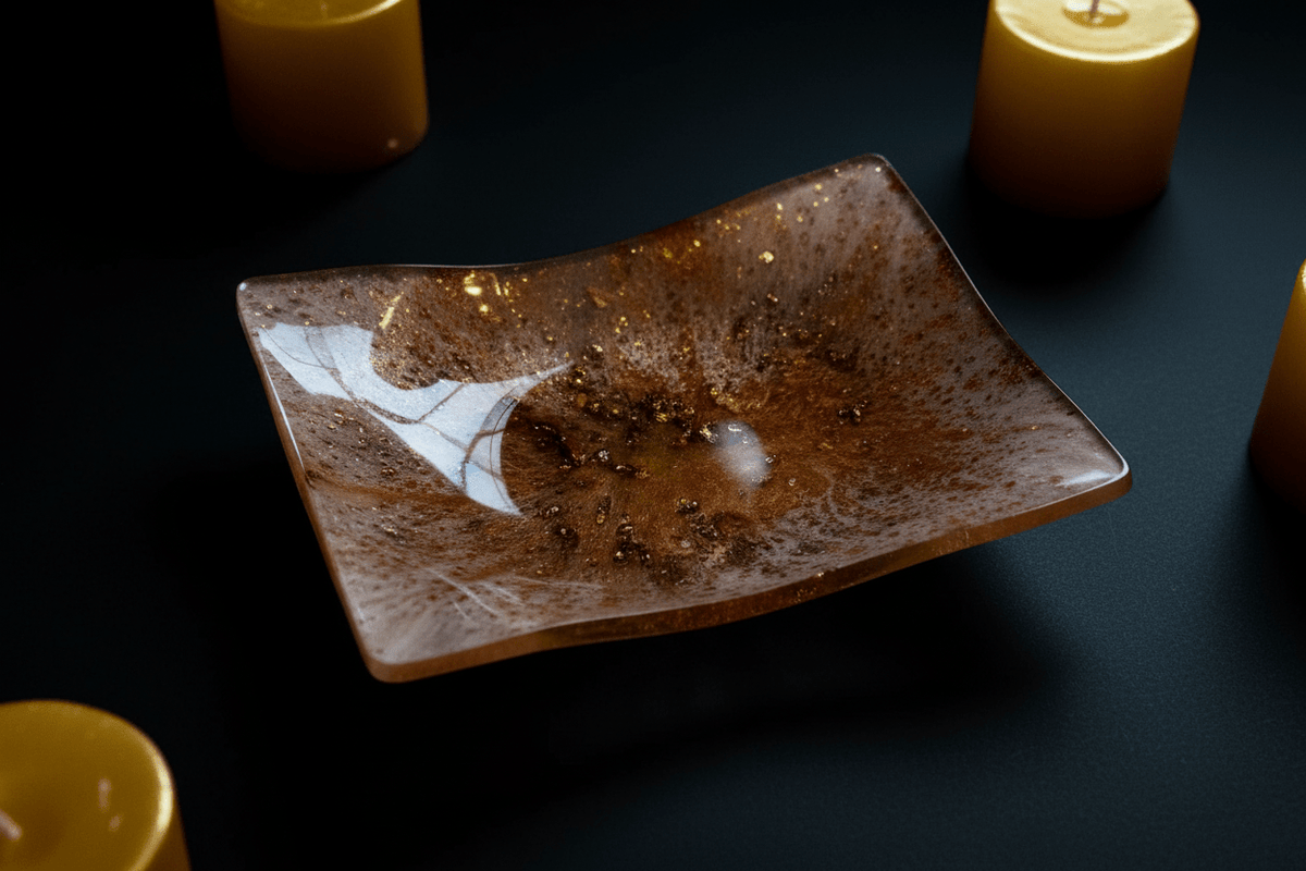 Shimmer White, Copper & Gold Resin Multi-Use Dish – Handmade Home Decor - The Glossy Gift Shop