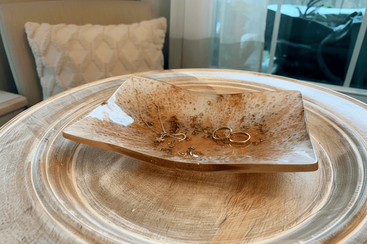 Shimmer White, Copper & Gold Resin Multi-Use Dish – Handmade Home Decor - The Glossy Gift Shop