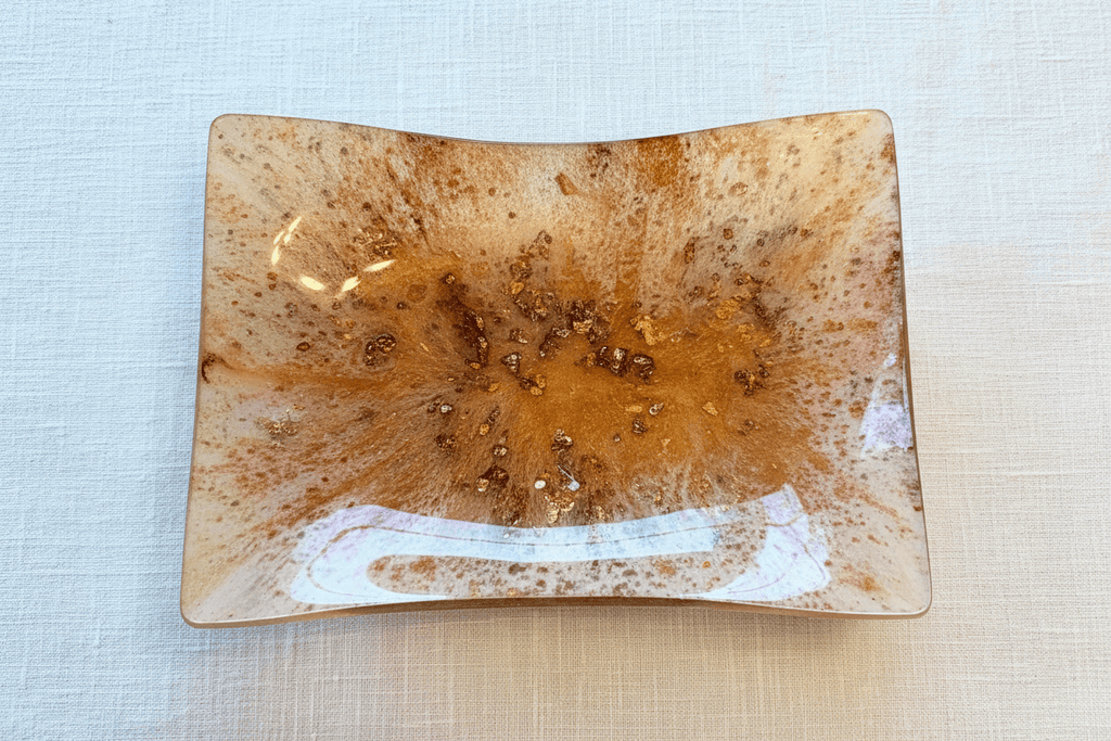 Shimmer White, Copper & Gold Resin Multi-Use Dish – Handmade Home Decor - The Glossy Gift Shop