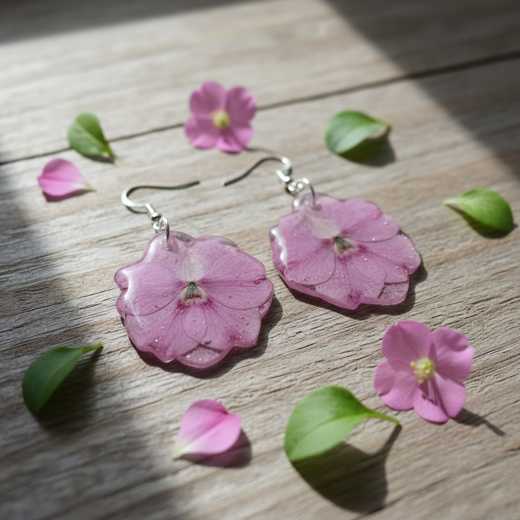 Silver Earrings - Wood Setting