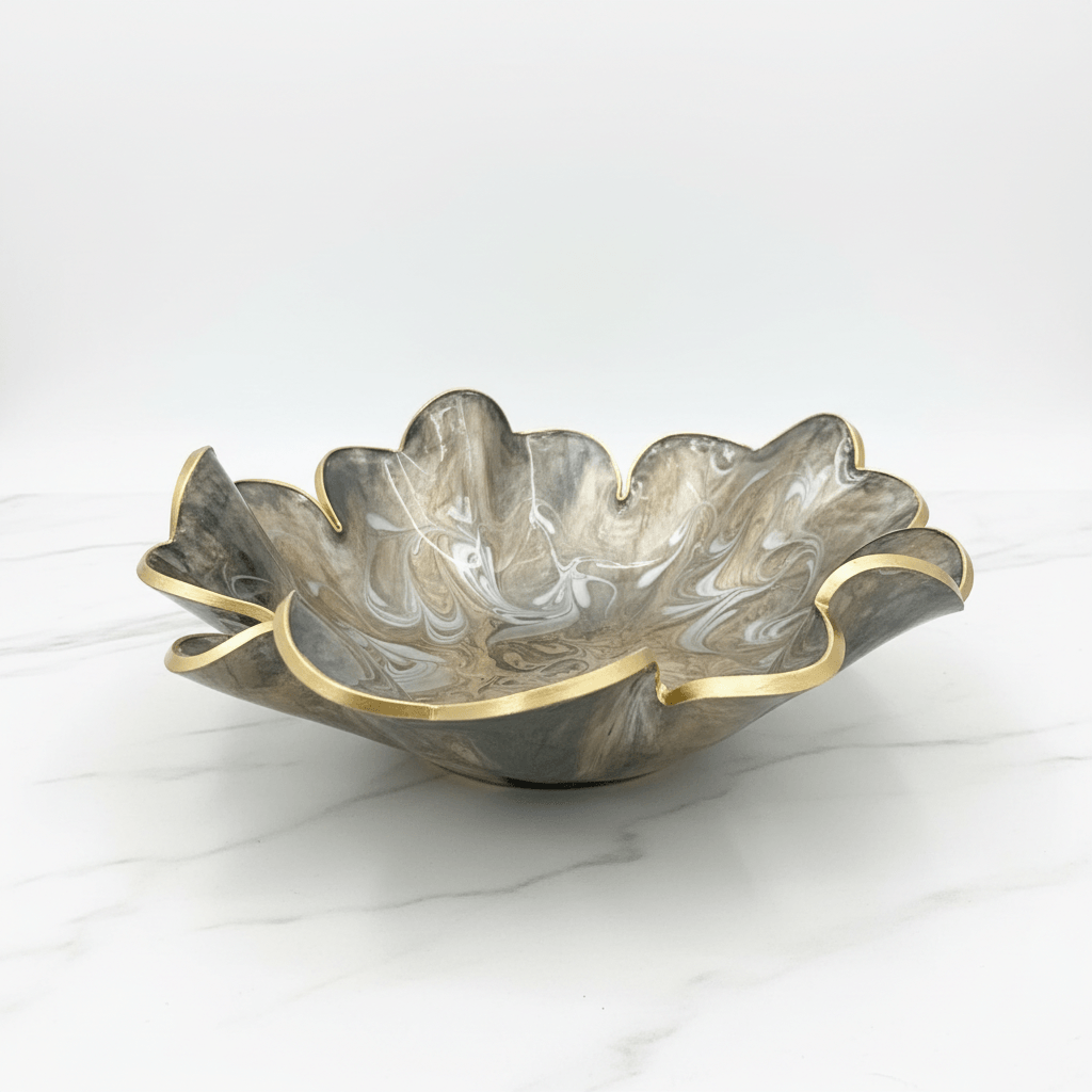 Silver Gold Swirl Bowl - Clean Product Shot