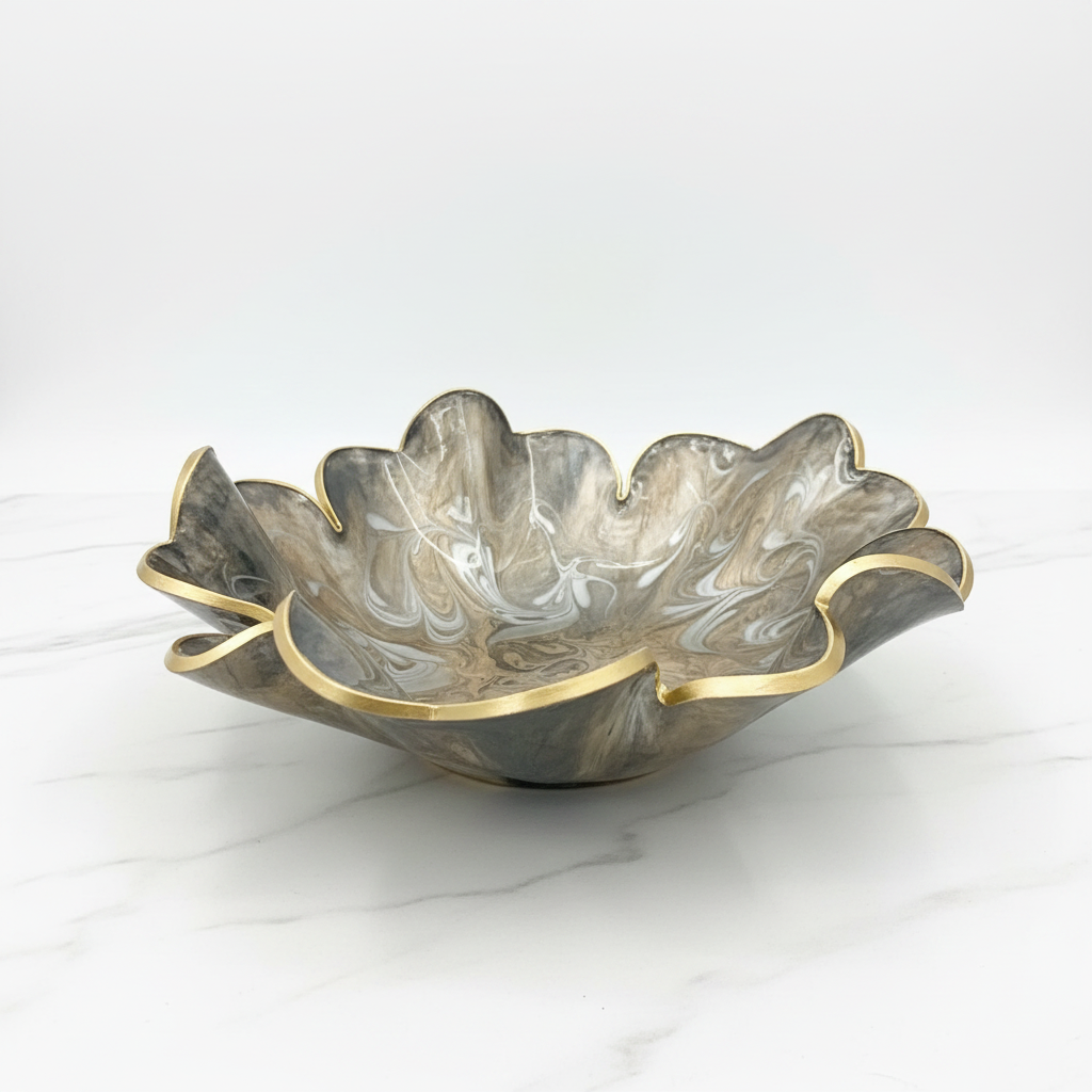 Silver Gold Swirl Bowl - Clean Product Shot